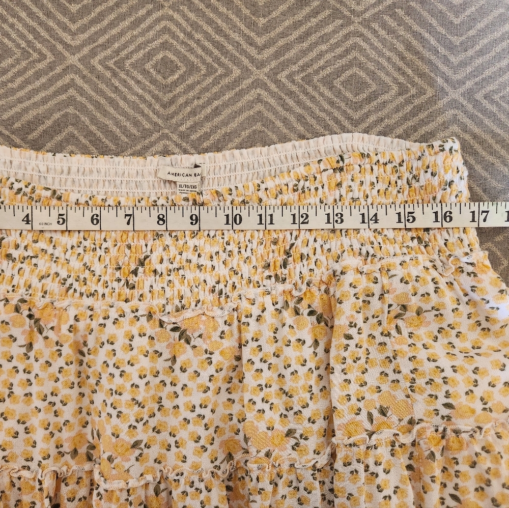 AE Yellow Floral Ruffle Mini Dress Yellow-White Color Size XL Spring Women - Picture 8 of 11